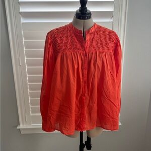 Women's Orange Button-Up Top